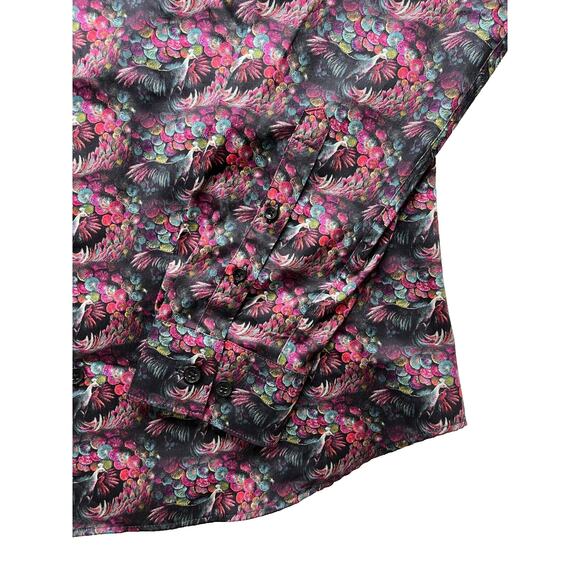 3-62 JARED LANG NWT Men's Dress Shirt Peacocks Multicolor M - Picture 4 of 16